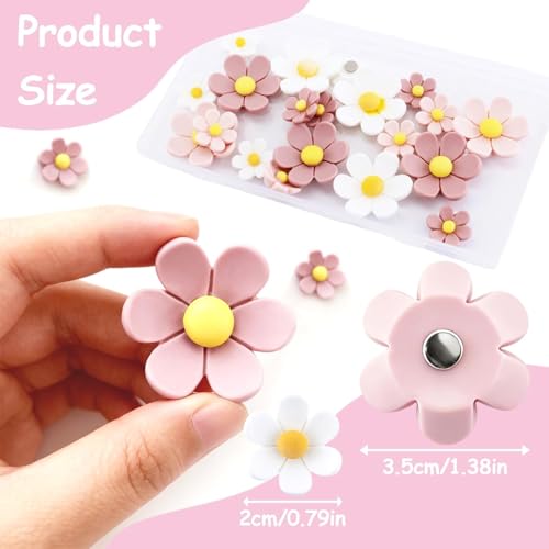20 Imánes Decorativos de Flor Rosa y Blanco miniatura 4