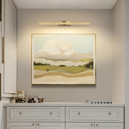 Image of Joosenhouse Battery Operated Picture Light, Wireless Gallery Light with Remote Control and Dimmable Timer Off Function, Rechargeable Painting Art Light, 23.23 Inch Brass Wall Sconce
