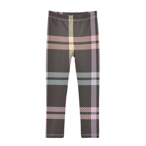 Rainbow Buffalo Plaid Tartan Check Scotland Brown Girls Summer Shorts Cotton Cartwheel Shorts Leggings Under Dress