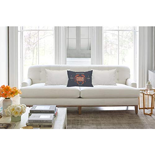 Ekobla Throw Pillow Cover Nautical Crab Hand Drawn Lettering Sea Theme Animal Pattern Marine Coastal Rectangular Throw Pillow Covers For Couch Sofa Home Decor Cotton Linen 12X20 Inch #TOP2