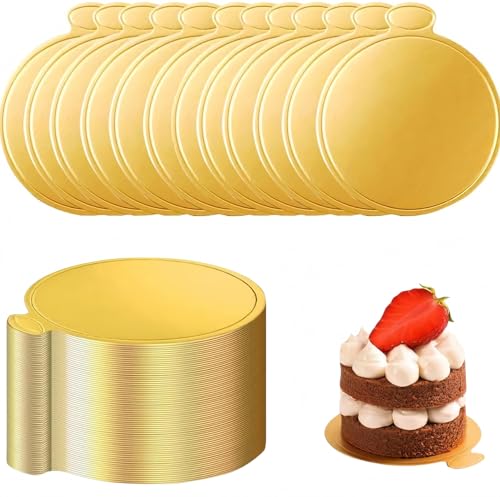 Heyumybit 100 PCS Mini Bases de Cartón para Tartas,90cm Tableros De La Torta De Mousse,Decoración de Tartas Bandeja,Redondo Base Tartas Cartón para Buffet,Bodas,Fiestas