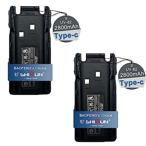 BAOFENG UV-82HP Battery USB-C Charger BL-8 2800mAh Li-ion Replacement High Capacity Battery for Walkie Talkie UV-82C UV-89 UV-8D UV-82 UV-82HPL