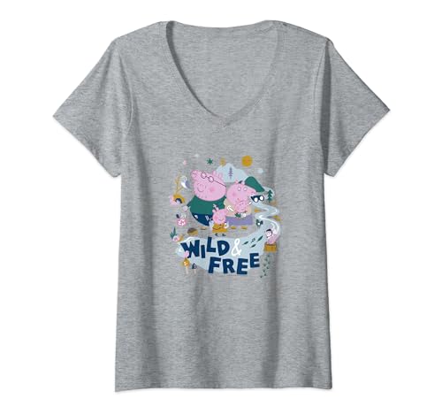 T-shirt Peppa Pig v-neck wild free excursion camping plein air