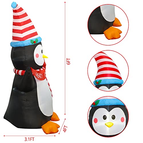 Glintoper Christmas Inflatable Decorations, 6Ft Inflatables Lighted Penguin Hold Merry Christmas Banner, Blow Up With Built In Led Lights, Indoor Outdoor Xmas Party Holiday Lawn Yard Garden Decor #TOP1