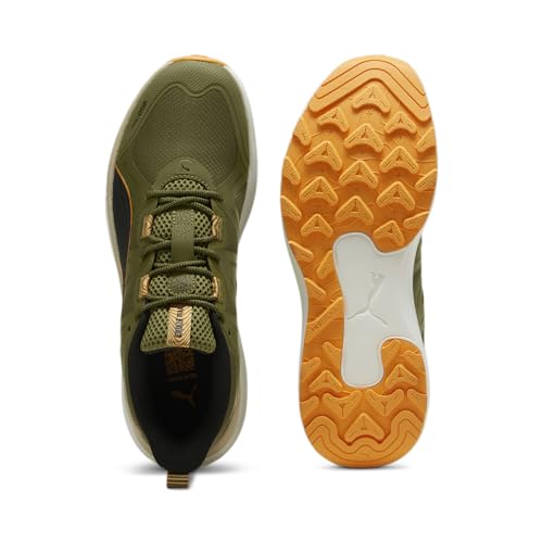 PUMA Puma Mens Reflect Lite Trail Running Shoe, Olive Green-Putty-Clementine, 10.5