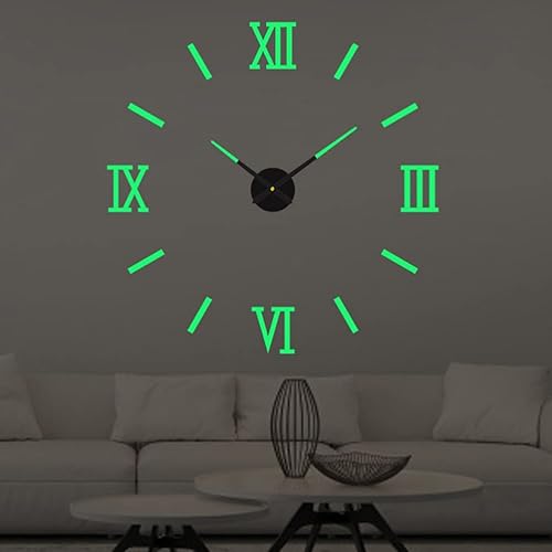 Reloj de pared DIY, luminoso sin marco, silencioso, sala de estar, comedor, simple calcomanía de pared 3D, reloj de pared creativo luminoso de