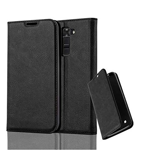 Cadorabo Book Case Compatible with LG K7 2017 in Night Black - with Magnetic Closure, Stand Function and Card Slot - Wallet Etui Cover Pouch PU Leather Flip