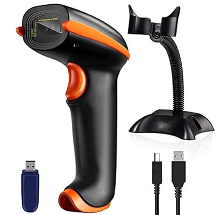 Tera Lector de Código de Barras USB 1D de Mano Inalámbrico 2,4 GHz Escáner de Código de Barras Automático con Soporte para Tiendas Supermercados Almacenes Logística