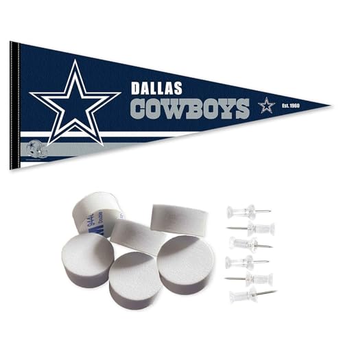 Fanion Dallas Cowboys avec tacks muraux pour soirée match NFL salon