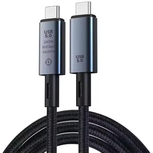 Image of Tobo 2M USB C Thunderbolt 5 Cable, 80Gbps Bandwidth, 80Gbps Date, 2 Meter 8K 4K Video Sync Display, 240W Fast Charging, Fully Compatible with Thunderbolt 4 /3, Type USB-C, USB4 TD-1592CC