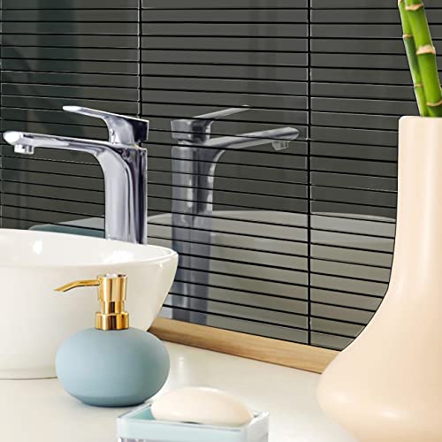 Homeymosaic 10-Sheets Stainless Steel Backsplash Peel And Stick On Kitchen Laundry Fireplace Subway Brick Tiles In Polished Black #TOP1