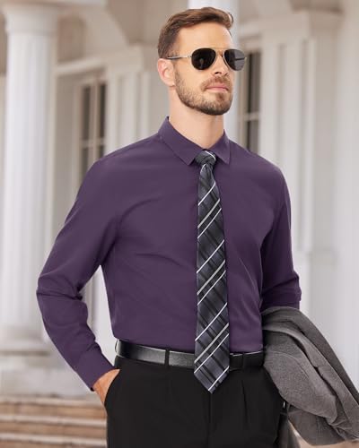 Image of Alimens & Gentle Men's Dress Shirts Long Sleeve Wrinkle Free Stretch Business Casual Wedding Button Down Shirt