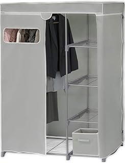 Simple Houseware Freestanding Cloths Garment Organizer Closet with Cover, Grey