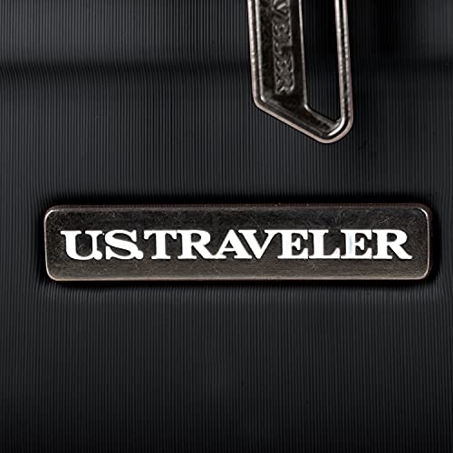U.s. Traveler Boren Polycarbonate Hardside Rugged Travel Suitcase Luggage With 8 Spinner Wheels, Aluminum Handle, Black, Carry-On 22-Inch, Usb Port #TOP4