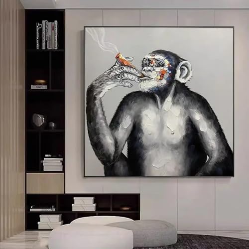 Peinture sur toile singe fumeur pour habiller un grand mur vide de salon