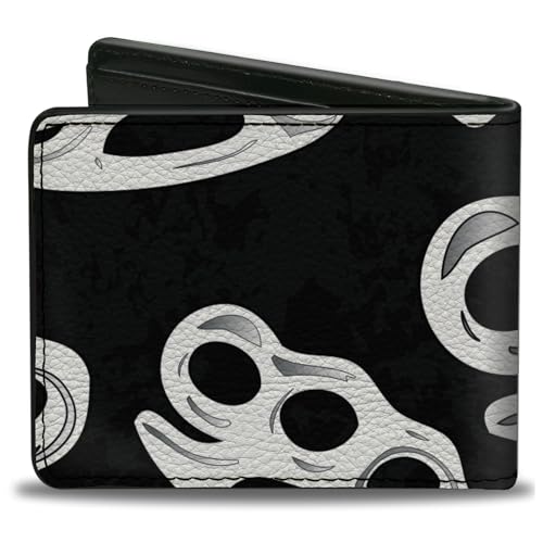 Buckle-Down Men's PU Bifold Wallet-Brass Knuckles Black/White, Multicolor, 4.0" x 3.5"2