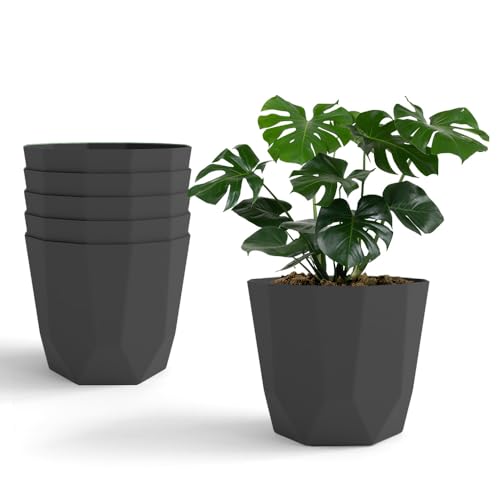 Image of YUCCABE ITALIA SHERA Hexa Plastic Planter Pot for Plants | Decorative Flower Pot | UV Protected Lightweight Indoor Outdoor Gamla for Home Decor, Balcony, Garden & Living Room