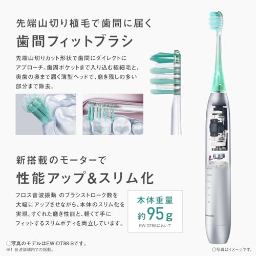 パナソニック(Panasonic) 音波振動ハブラシ ドルツ W音波振動 歯間フィットブラシ ディープブルー EW-DP58-A の商品画像 6