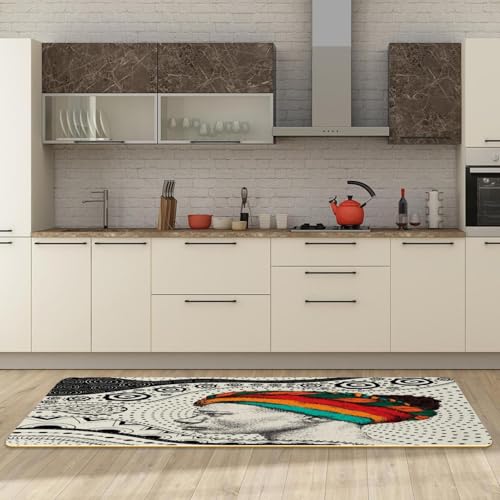 Tapis de cuisine lot de 2 antidérapant lavable absorbant ethno