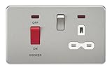 Knightsbridge SFR8333NBCW Screwless 45A Dp 13A Switched Socket with Neons-Brushed Chrome with White Insert
