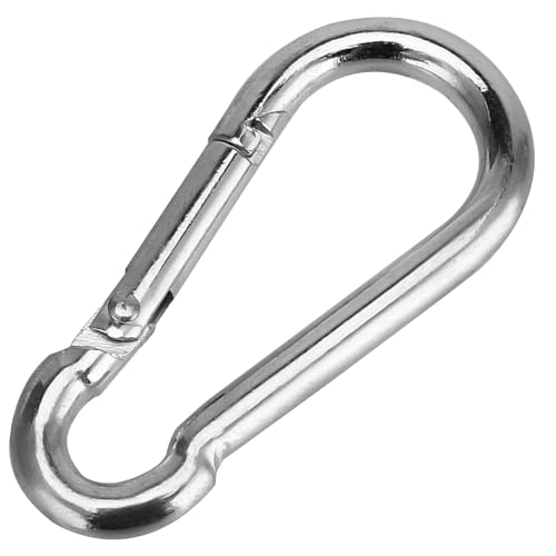 FAAING 20 Stück 50mm x 5mm Karabiner Klein, M5 Karabinerhaken mit Schnappverschluss, Stahl verchromt Karabiner belastbar bis 80kg, Karabinerhaken für Camping, Wandern, Schlüsselanhänger