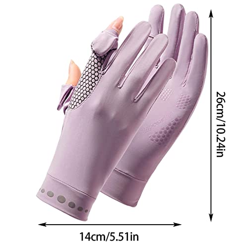 Women Uv Sun Protection Gloves, Ice Silk Sunblock Fingerless Gloves, Touchscreen Gloves Summer, Hiking Cycling Gloves For Summer Riding Fishing Golfing Outdoor Activities, Purple #TOP1