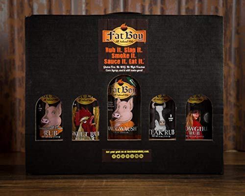 Fat Boy Natural BBQRub & Sauce Gift Pack - Perfect for Pork, Chicken, Beef, and Ribs - Clean Ingredients, No High Fructose Corn Syrup, & No MSG - 4 oz Rubs & 14 oz Sauces