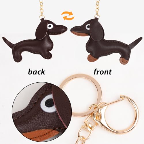 COLOFALLA Dackel Geschenke Schlüsselanhänger Dackel aus Leder Dacker Deko Dacker Anhänger Glücksbringer Sausage Geschenke für Lieblingsmensch Frauen Männer Kinder Geburtstag Weihnachten (braun)
