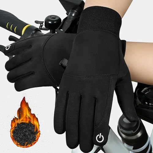 Yuqilin Guantes Tactiles, Universal Guantes Termicos, Impermeable Guantes Invierno, Antideslizante Guantes Ciclismo Hombre, Guantes Frio, para Deportes al Aire Libre, Correr (Negro/L) - imagen 4