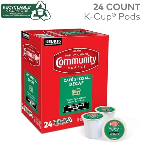 Community Coffee Café Special Decaf 24 Count Coffee Pods, Medium-Dark Roast, Compatible with Keurig 2.0 K-Cup Brewers, 24 Count (Pack of 1)
