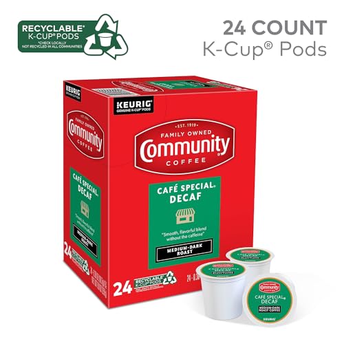 Community Coffee Cafe Special Decaf 24 Count Coffee Pods, Medium Dark Roast, Compatible with Keurig 2.0 K-Cup Brewers, 24 Count (Pack of 1)