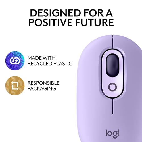 Image of Logitech POP Mouse, Compact and Portable Wireless Bluetooth Mouse - Cosmos, (Pack of 10)