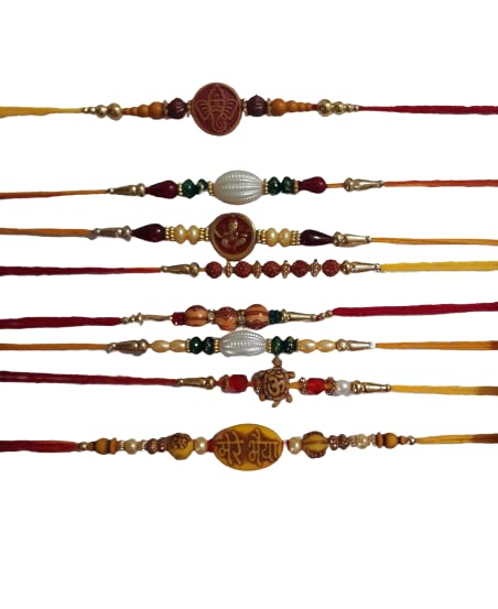 SIA VENDORS Rakhi for Brothers Round Stone Beads Design Rakhi Thread, Raksha Bandhan Gift for your Brother Vary Color Designer Rakhi Bracelet Bro Veera Bhayi-image-46