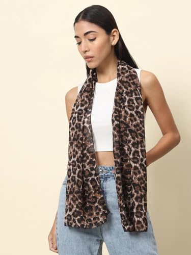 Women Silky Leopard Print Scarf - Print Florals Shawl Long Lightweight Sunscreen Scarf for Travel2
