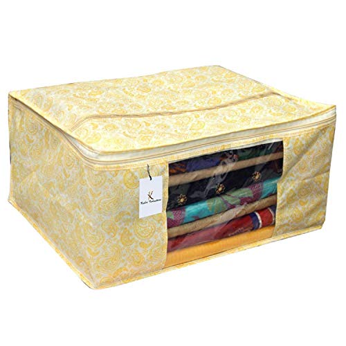 Image of Kuber Industries Metallic Kerry 4 Piece Non Woven Saree Cover, Large, Gold-CTKTC14073
