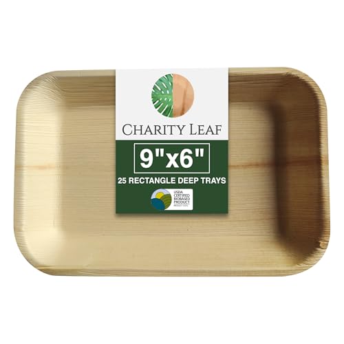 Charity Leaf Plateaux bambou écologique 9"x6" 25 unités