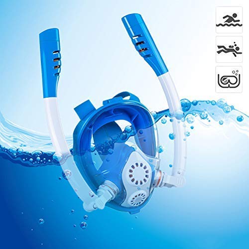 MEIKON Snorkel Mask Full Face Anti - Fogging Scuba Diving Mask with Double Tube Mask Free Breathing 180Â° Panoramic Viewing Anti-Fog Anti-Leak Camera Mount Snorkeling Mask for Children