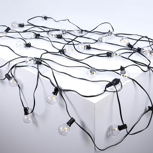 Ghirlanda luminosa per esterni 15 + 2 metri - 30 lampadine a filamento LED E12 G40 1W - IP44 - Bianco caldo