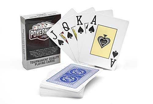 Poker Night Pro – Professionelles, Wasserfestes Texas Hold'em Poker-Kartendeck | 100% Plastik | 54 Karten pro Deck (Blau Rückseiten) | 2 Joker | Jumbo-Index