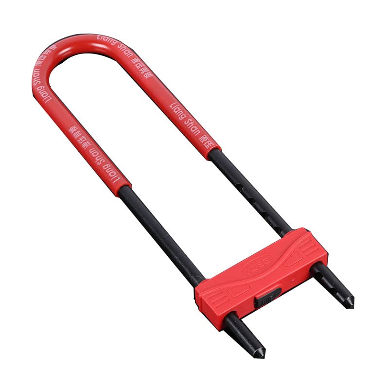 COOLBABY U-Shaped Glass Door Lock Double Open Anti-Theft Storefront Shops Large Insert Lengthening Motorcycle Household Long black/red MEDIUM ZJJz18