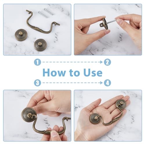 SUPERFINDINGS 4 Sets 3.6inch Vintage Bail Pull Handles Antique Bronze Furniture Hardware Bail Pull Alloy Center-to-Center Drop Cabinet Drawer Pull for Kitchen Cabinet Bedside Cupboard - Image 4