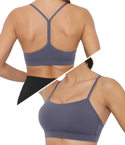Image of Sports Bra for Women Low Impact Racerback Workout Bras Sexy Thin Straps Yoga Sport Bras with Removable Pads