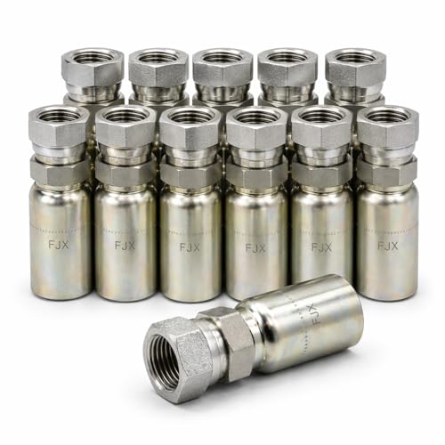 Image of (12-Pack) FJX-08-08 | 1 /2 inch Hose x 1 /2 inch JIC 37 Female Hydraulic Hose End Swivel Crimp Fitting