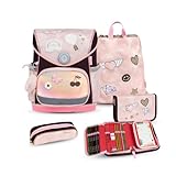 Belmil Premium Compact Plus ergonomisches Schulranzen Set 5 - teilig, AGR, Brustgurt, Hüftgurt, Magnetverschluss (405-41/P/S) (Glam 2)