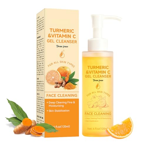 Vitamin C Turmeric Face Wash - Makeup Remover Cleansing Oil, Deep Cleansing Long Lasting Moisturizing, Melts From Balm to Milky Lather , Gentle Exfoliating Double Cleanser for All Skin Type(120ML)