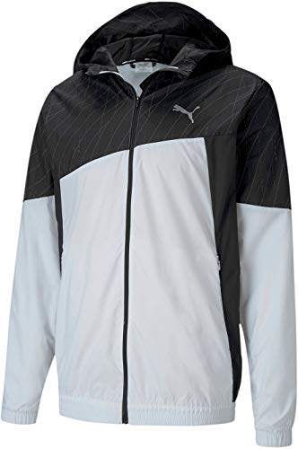 PUMA Men's Hooded Running Jacket, White Black, XL