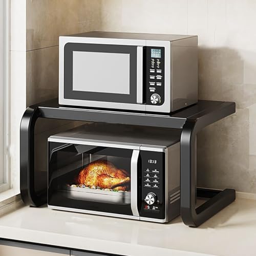 SHIHEER レンジラック トースター 隙間収納 レンジ上ラック 2段 キッチン収納 卓上 本棚 ラック デスク収納 ベイカー オーブンレンジ 冷蔵庫 電子レンジ置場 台 炊飯器用 レンジ用 トレイ 調味料 卓上 耐荷重 省スペース おしゃれ 02CXI