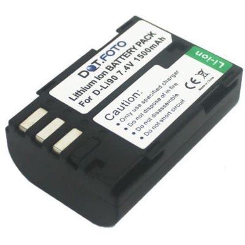Dot.Foto D-LI90 Premium 7.4v / 1500mAh Batería Recargable para Pentax K-01, K-1, K-1 II, K-3, K-3 II, K-3 III, K-5, K-5 II, K-5 IIs, K-7, 645D