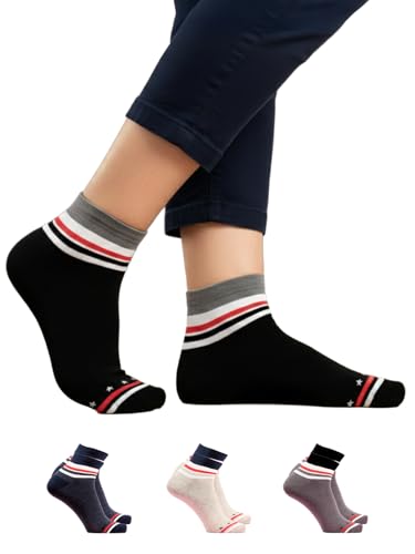 Image of Orbit Ankle Length Socks for Men |Made With Durable & Breathable Cotton | Ideal for Gym, Running, Office | 3 Pair -Multicolor