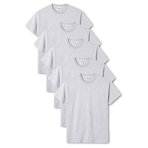Fruit of the Loom Original T T-Shirt, Gris, XL (Lot de 5) Homme